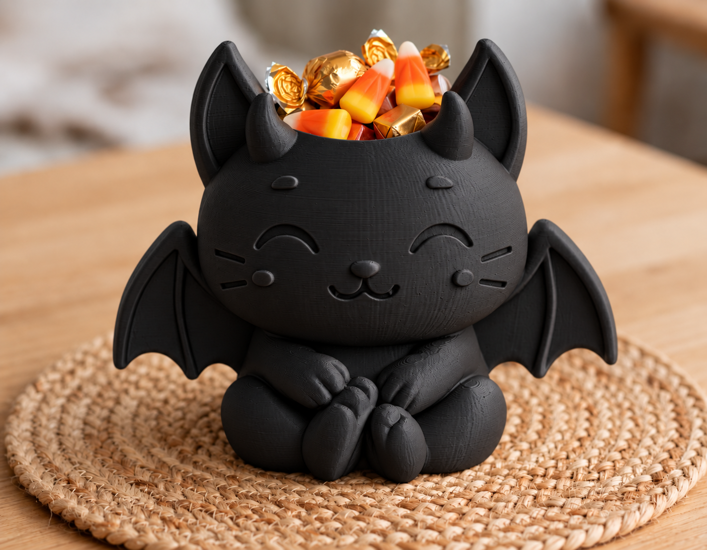 Bowl Decorativo- Gatito Vampiro Halloween 18 cm Negro-2
