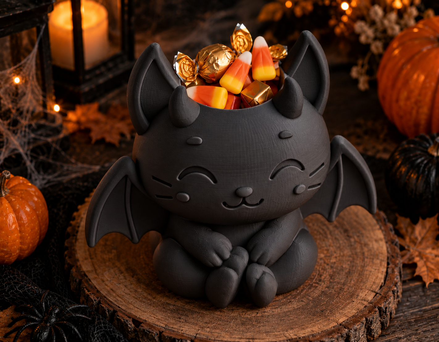 Bowl Decorativo- Gatito Vampiro Halloween 18 cm Negro-4