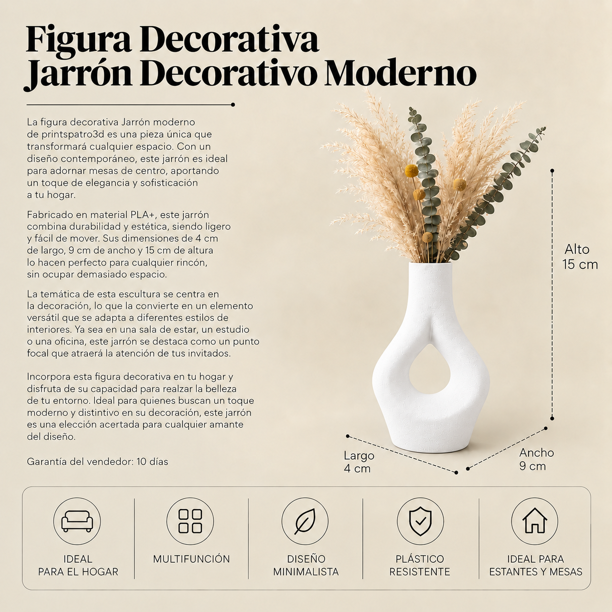 Figura Decorativa Jarr n Decorativo Moderno Blanco-3
