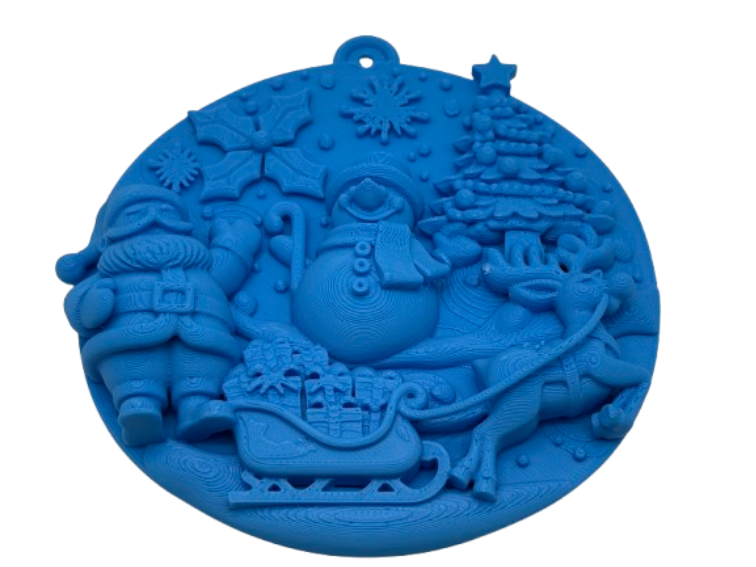 Decoración - Bola Papa Noel con muñeco de nieve y reno-2