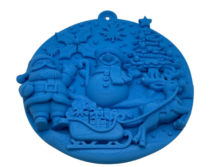 Decoración - Bola Papa Noel con muñeco de nieve y reno-3