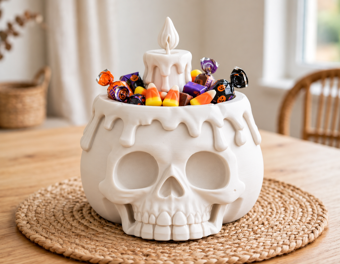 Bowl Decorativo- Calabaza Aterradora Halloween 20 cm Blanco-2
