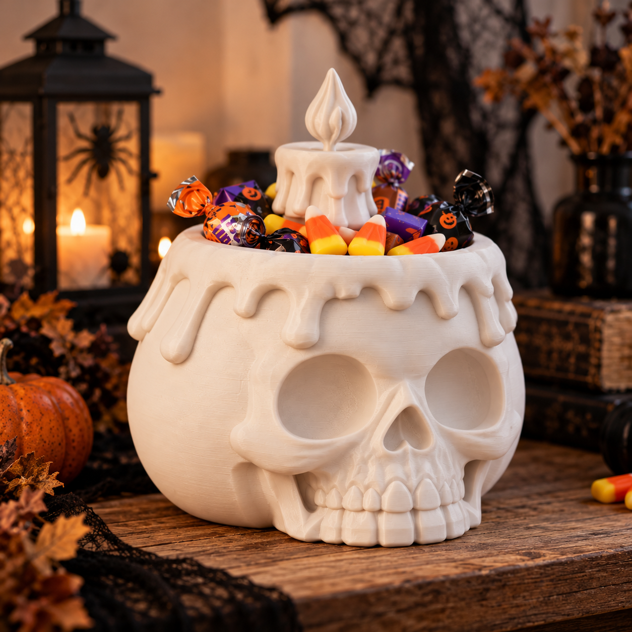 Bowl Decorativo- Calabaza Aterradora Halloween 20 cm Blanco-3