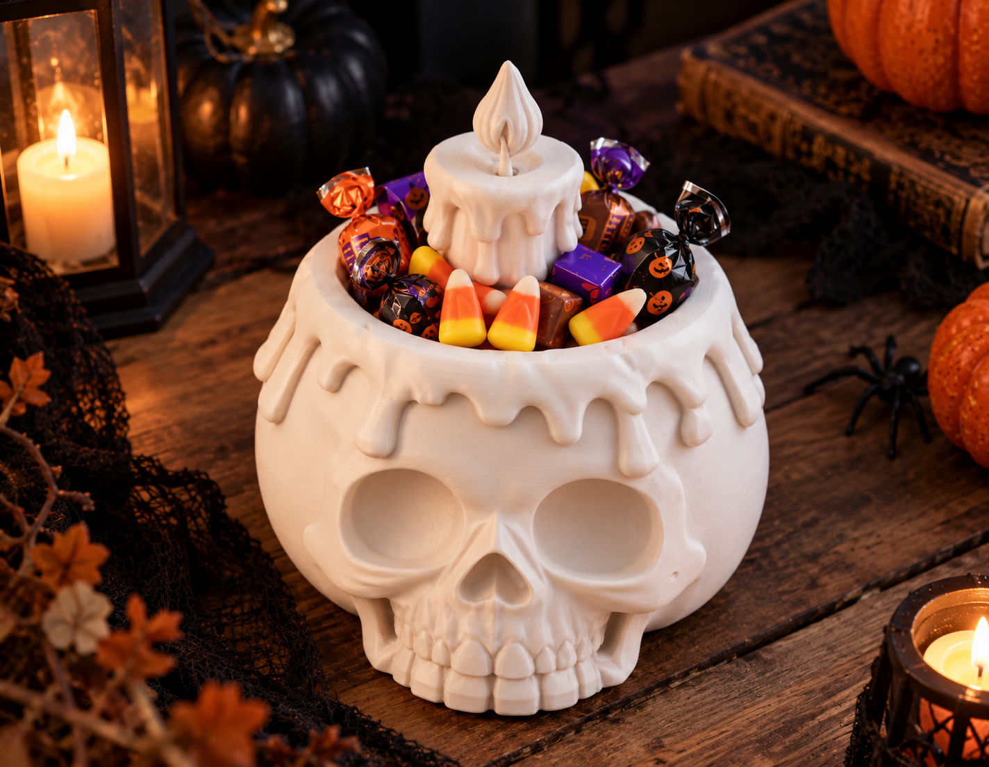 Bowl Decorativo- Calabaza Aterradora Halloween 20 cm Blanco-4