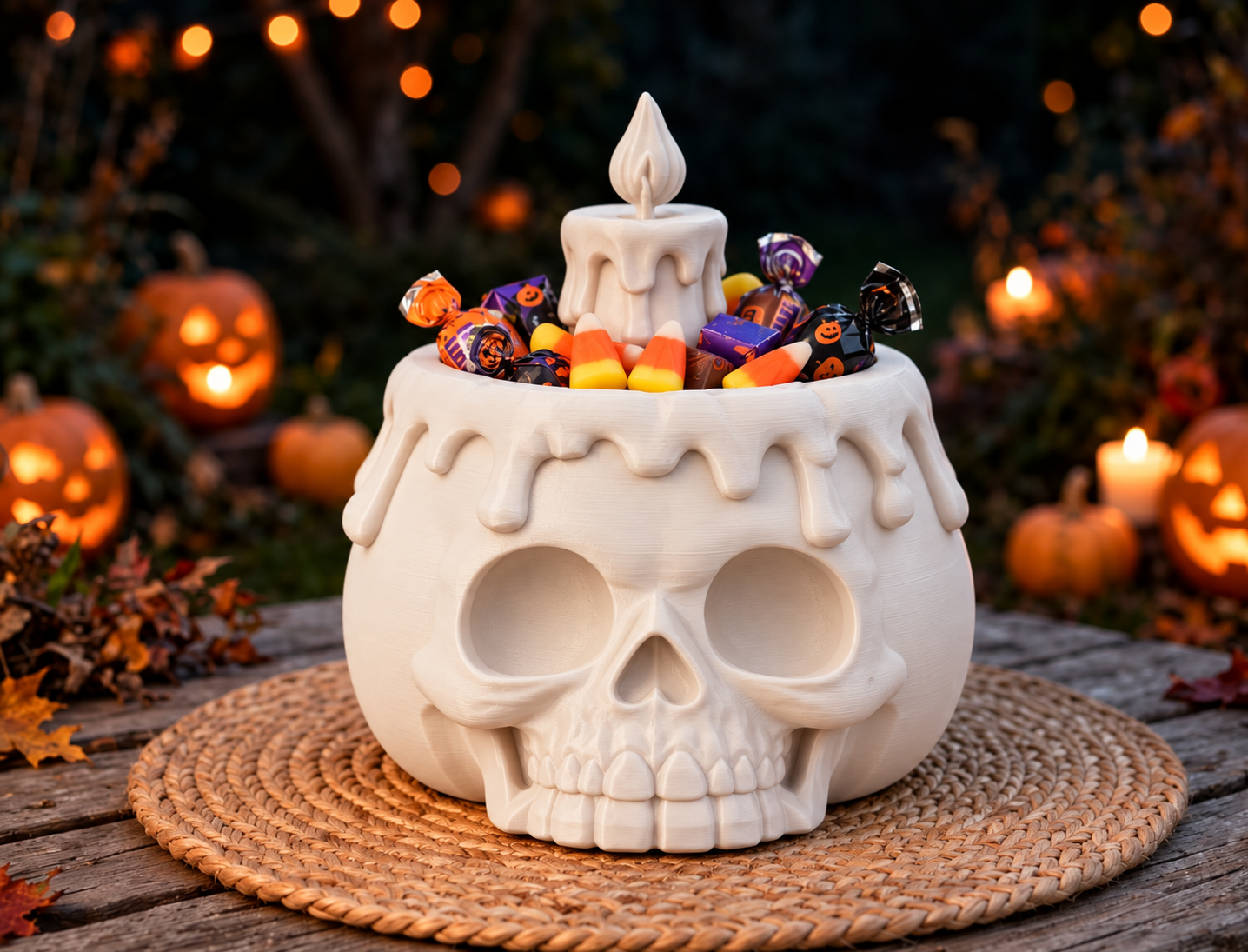 Bowl Decorativo- Calabaza Aterradora Halloween 20 cm Blanco-5
