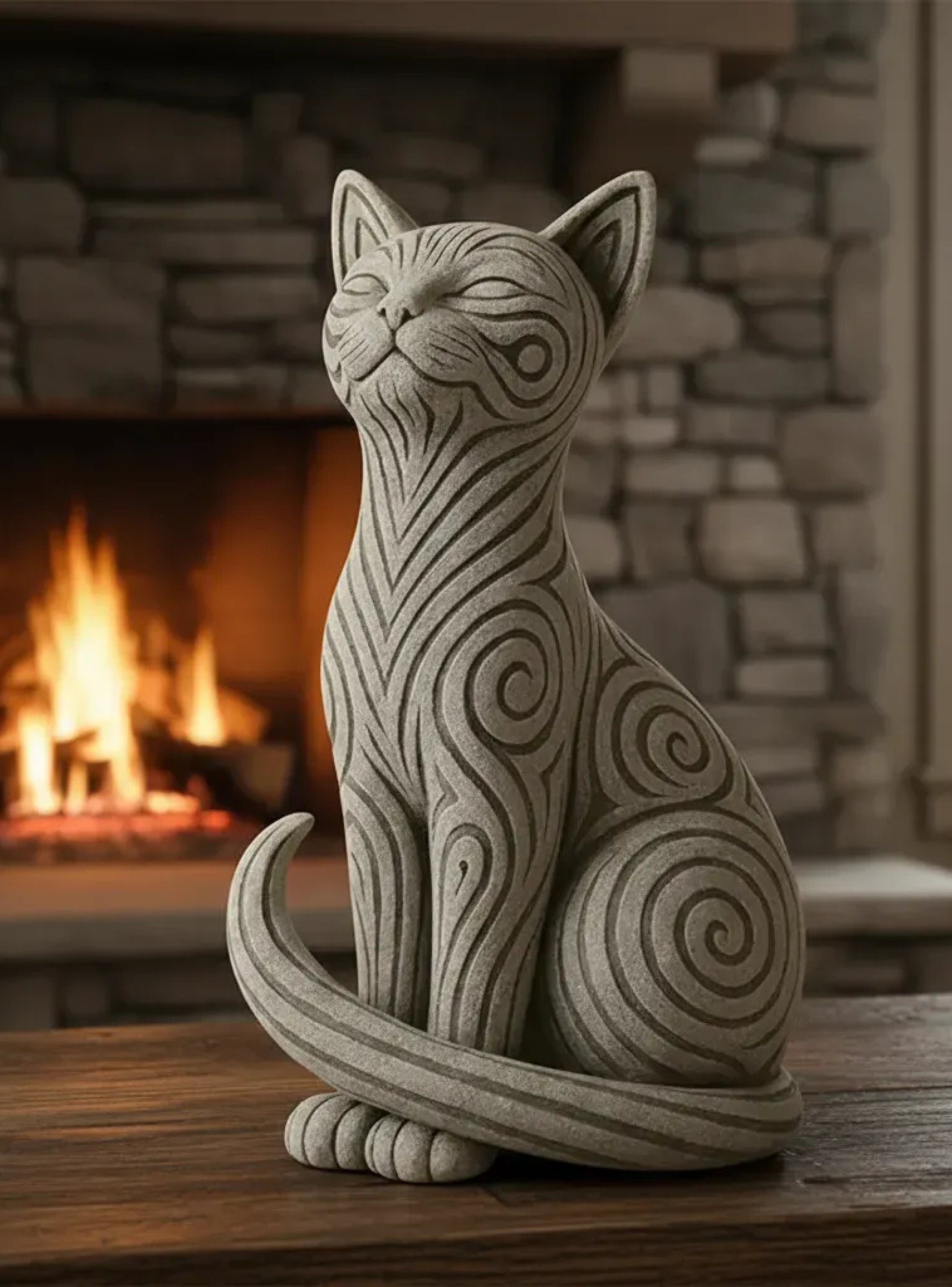 Escultura Elegante Prints Patro - Gato Tribal-4