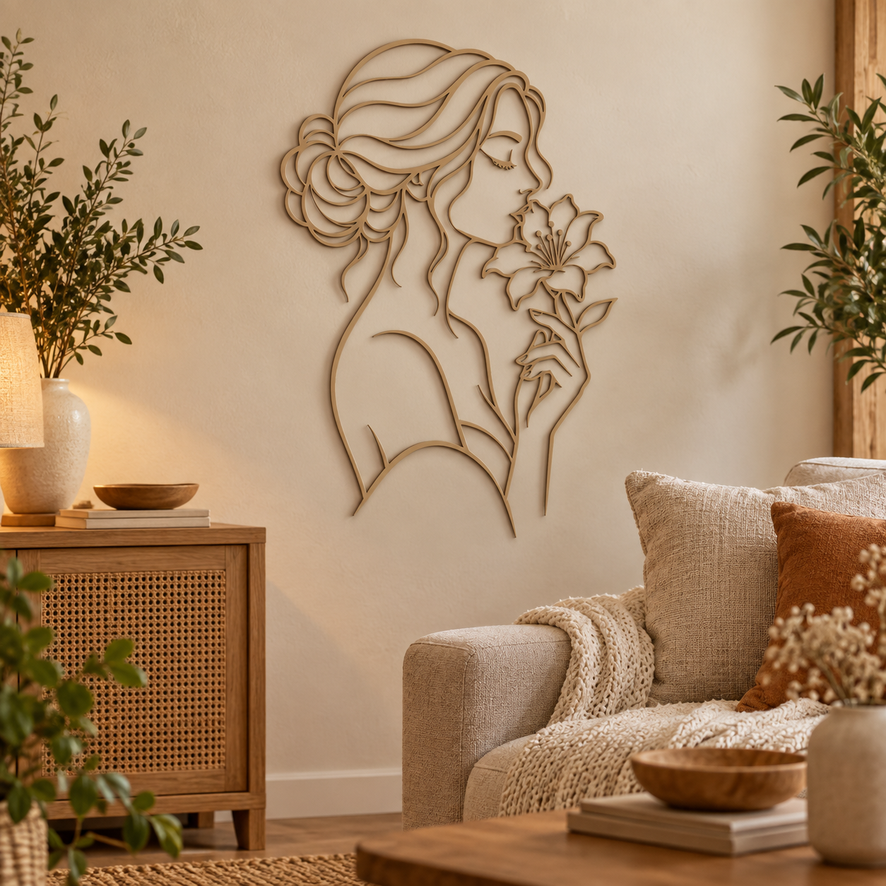Decoración Prints Patro - Arte de Pared Mujer con Lirio Beige-2