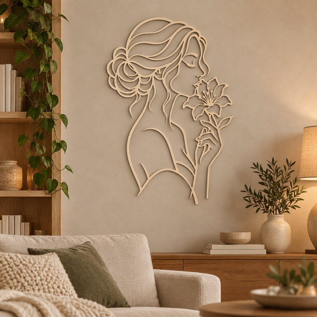 Decoración Prints Patro - Arte de Pared Mujer con Lirio Beige-5