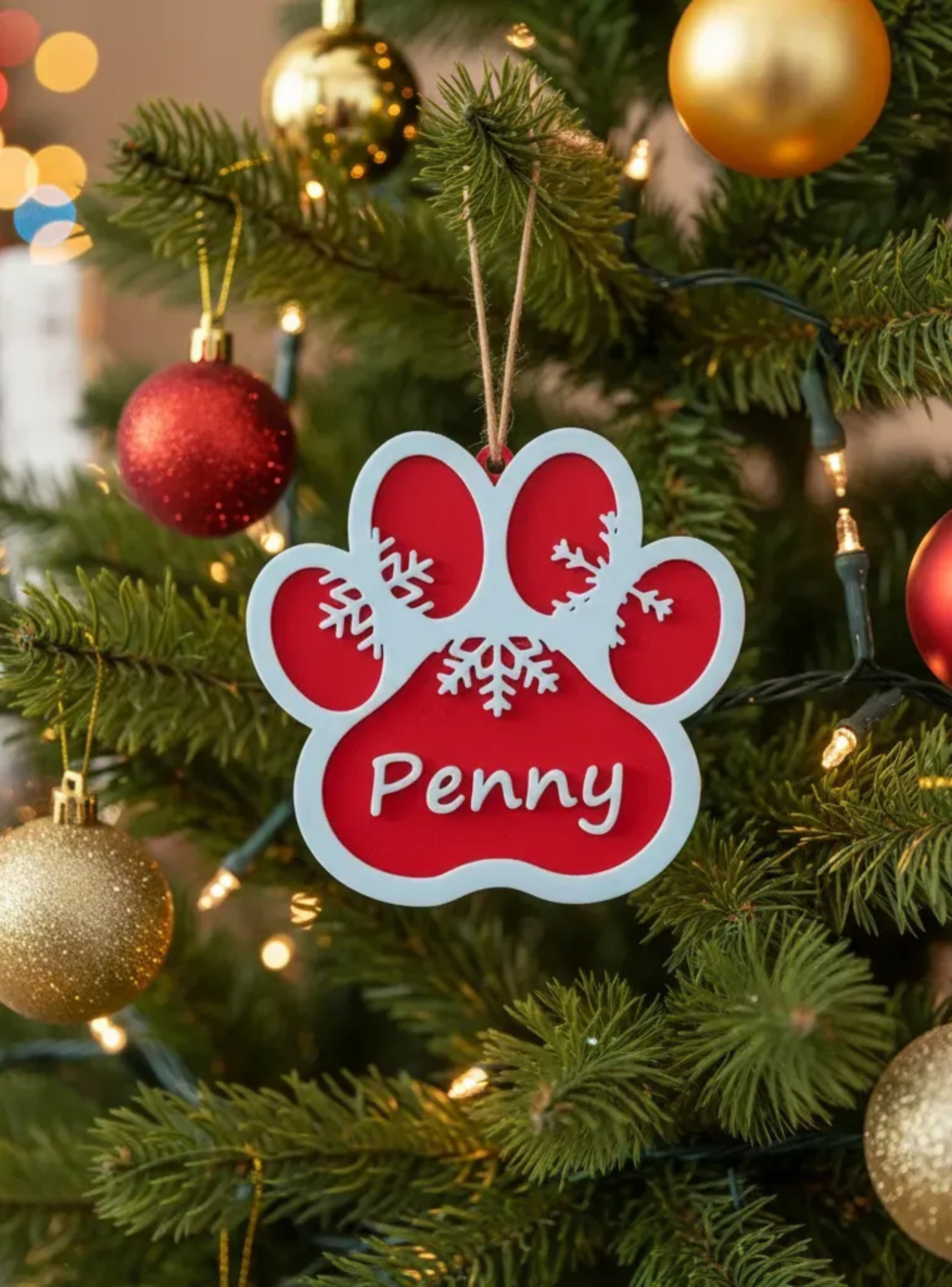 Adorno Navideño - Pata con nombre de gato personalizado-4