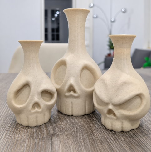  Jarrones calaveras de Halloween Beige pack 3-5