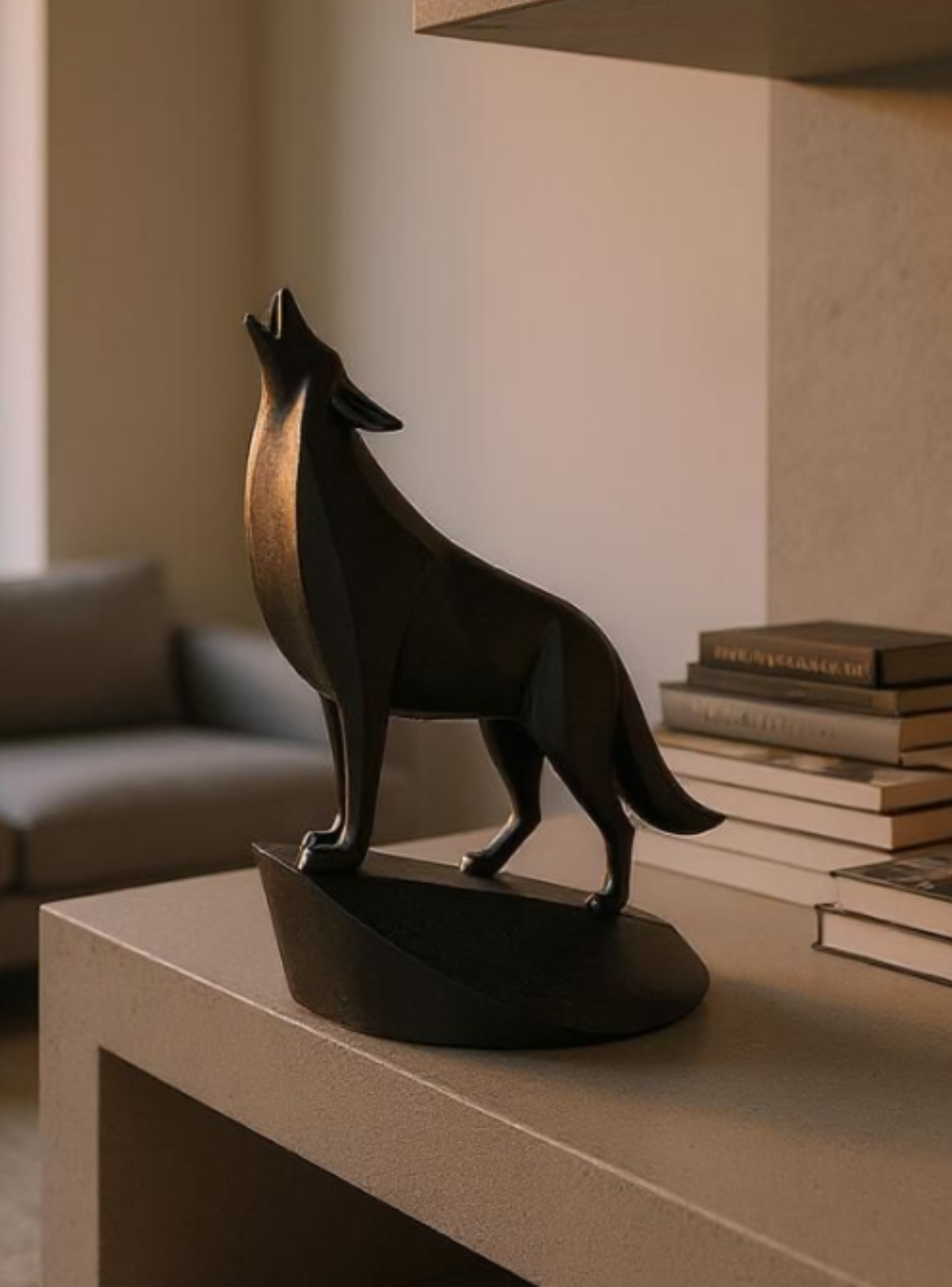 Figura Decoración- Escultura Lobo Aullador-1