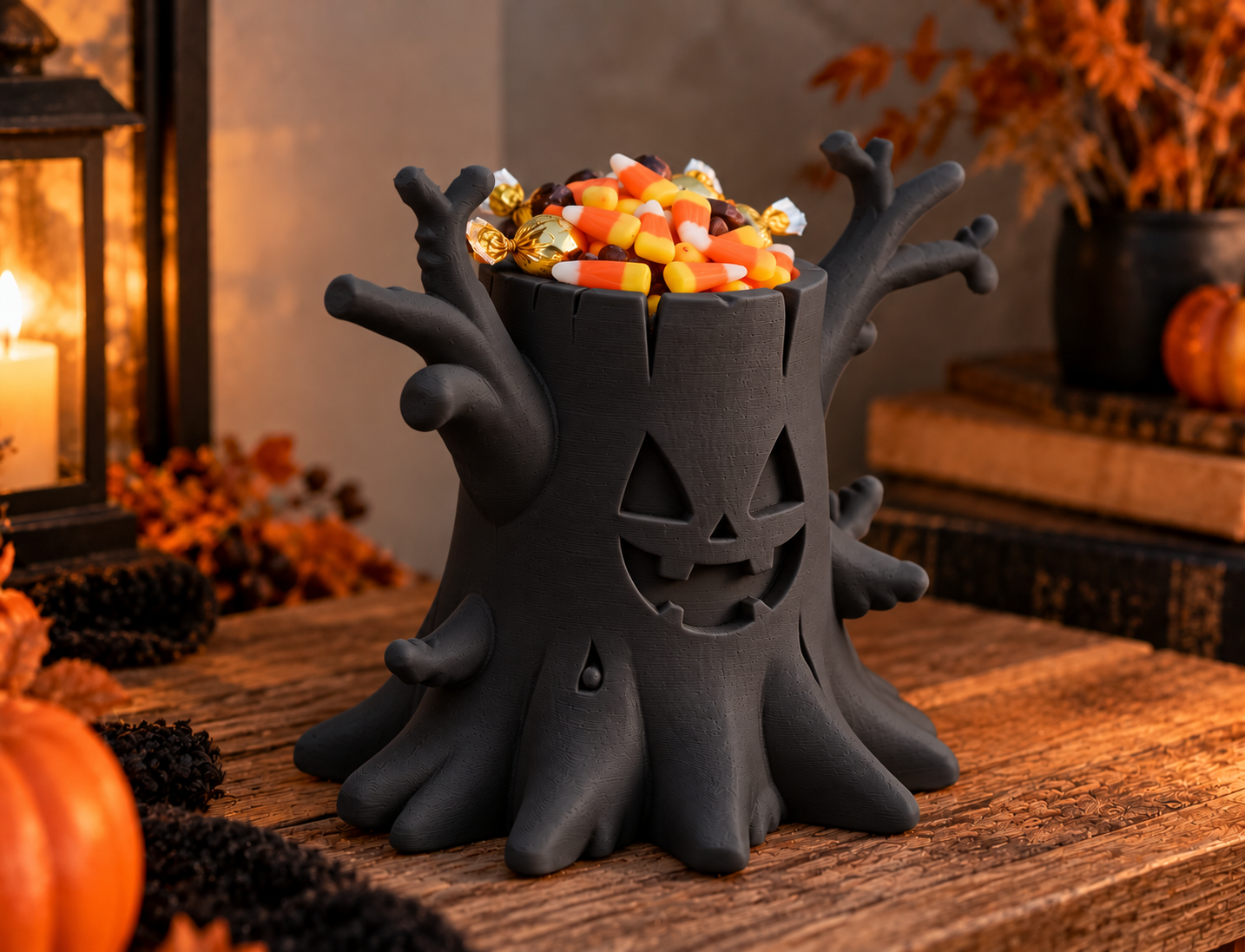 Bowl Decorativo- Tronco Jack Halloween 18 cm Negro-2