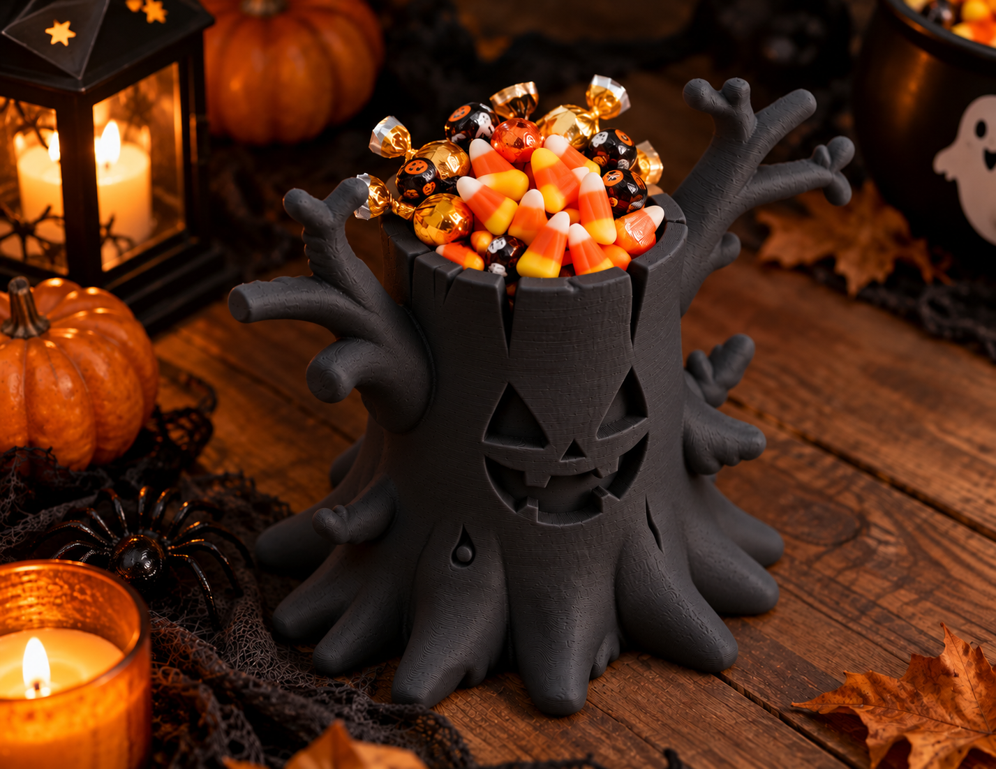 Bowl Decorativo- Tronco Jack Halloween 18 cm Negro-3
