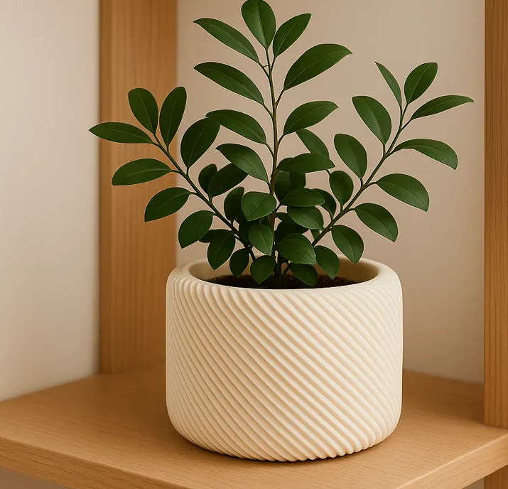 Figura decorativa Macetero Blanco con Textura-2
