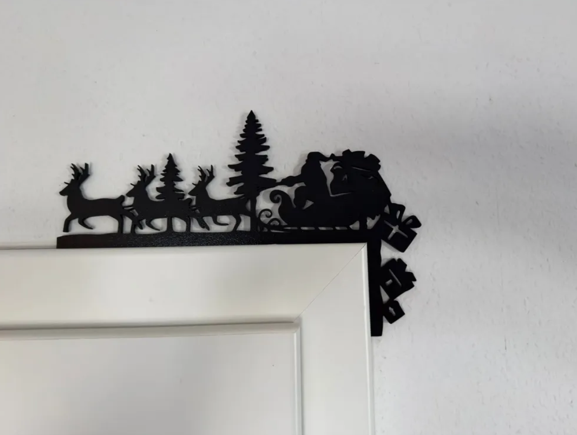 Adorno navidad - Esquinero de puerta Santa y Renos-2