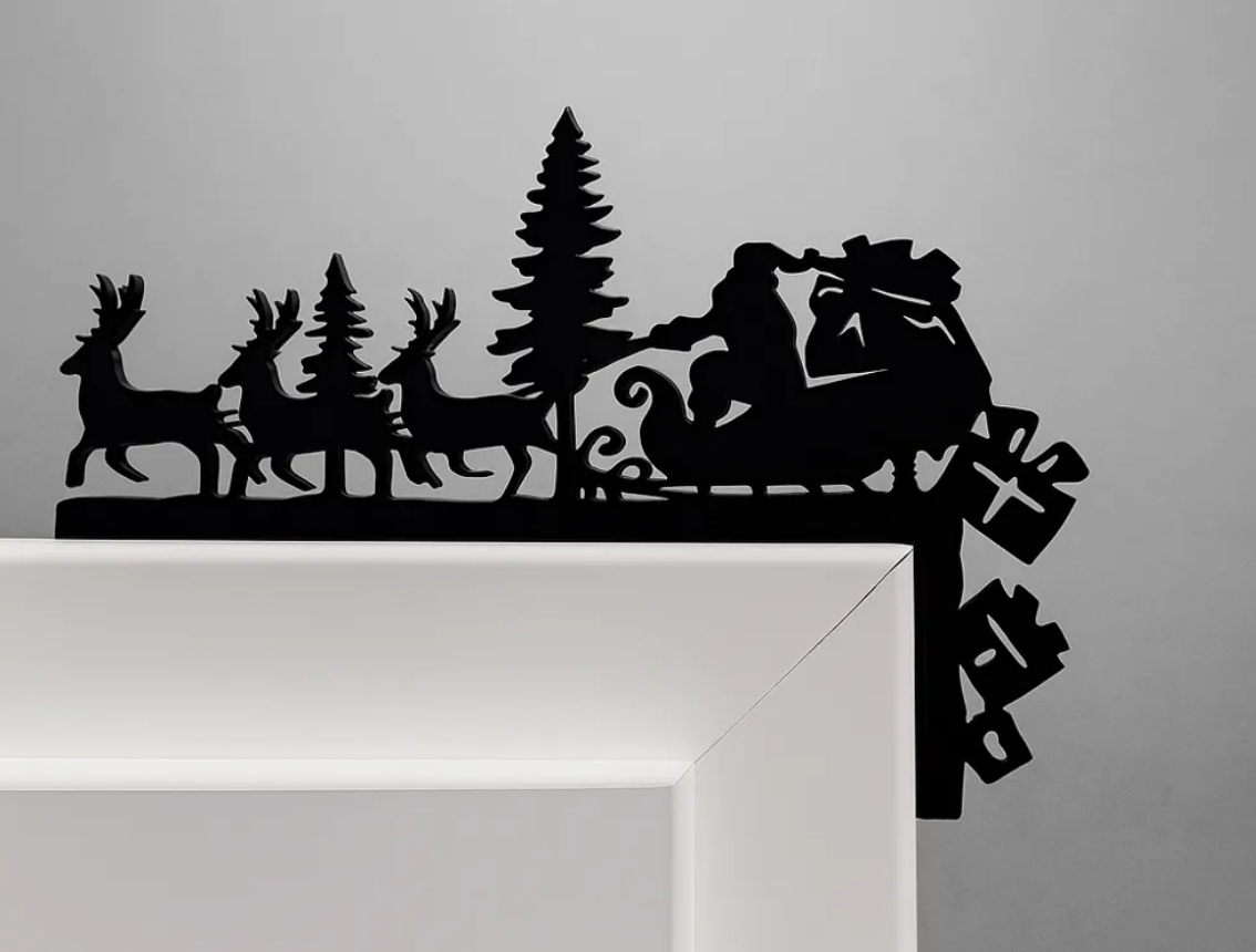 Adorno navidad - Esquinero de puerta Santa y Renos-3