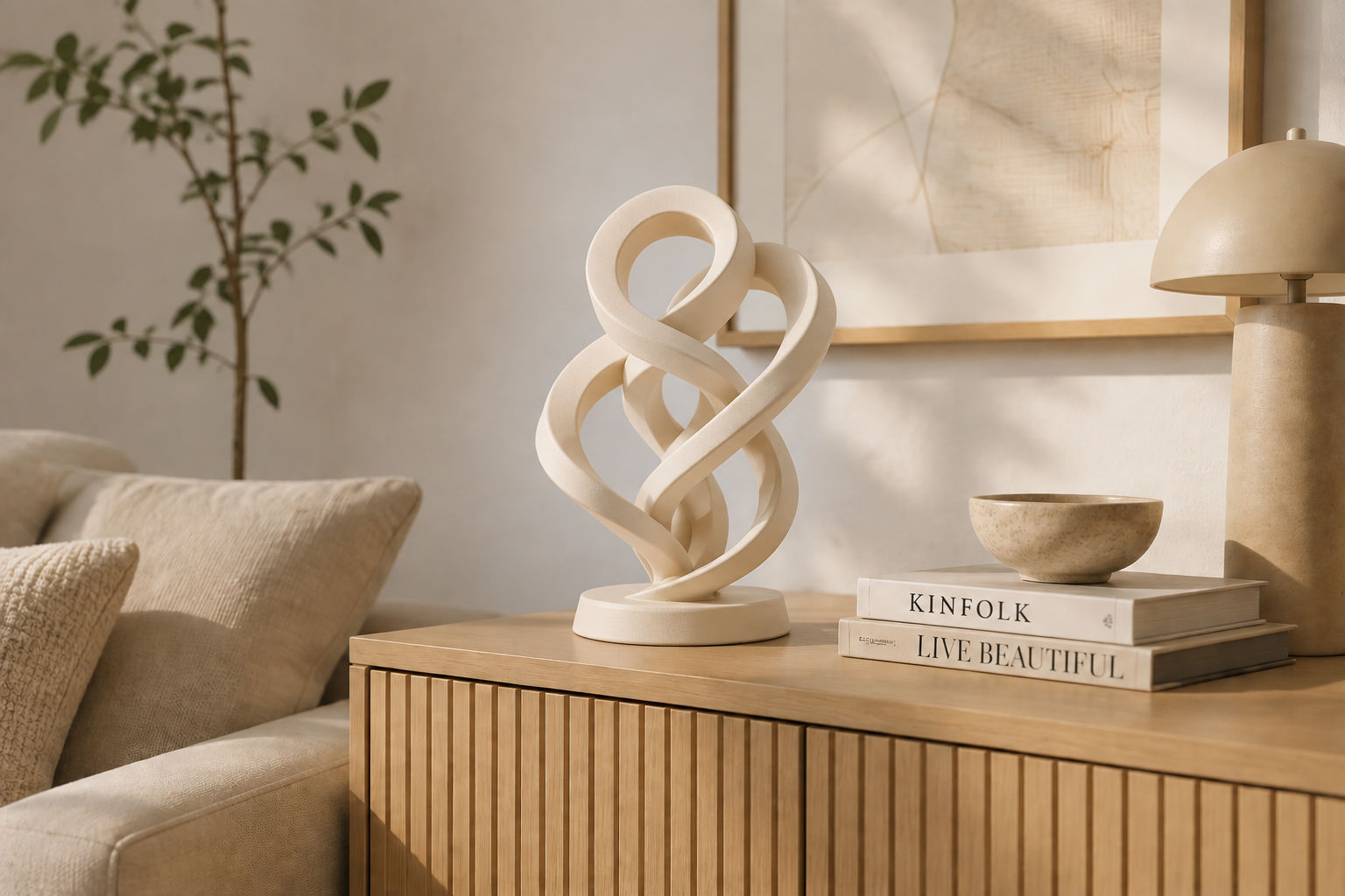 Escultura Elegante Prints Patro - Estilo Giro Infinito Beige-2