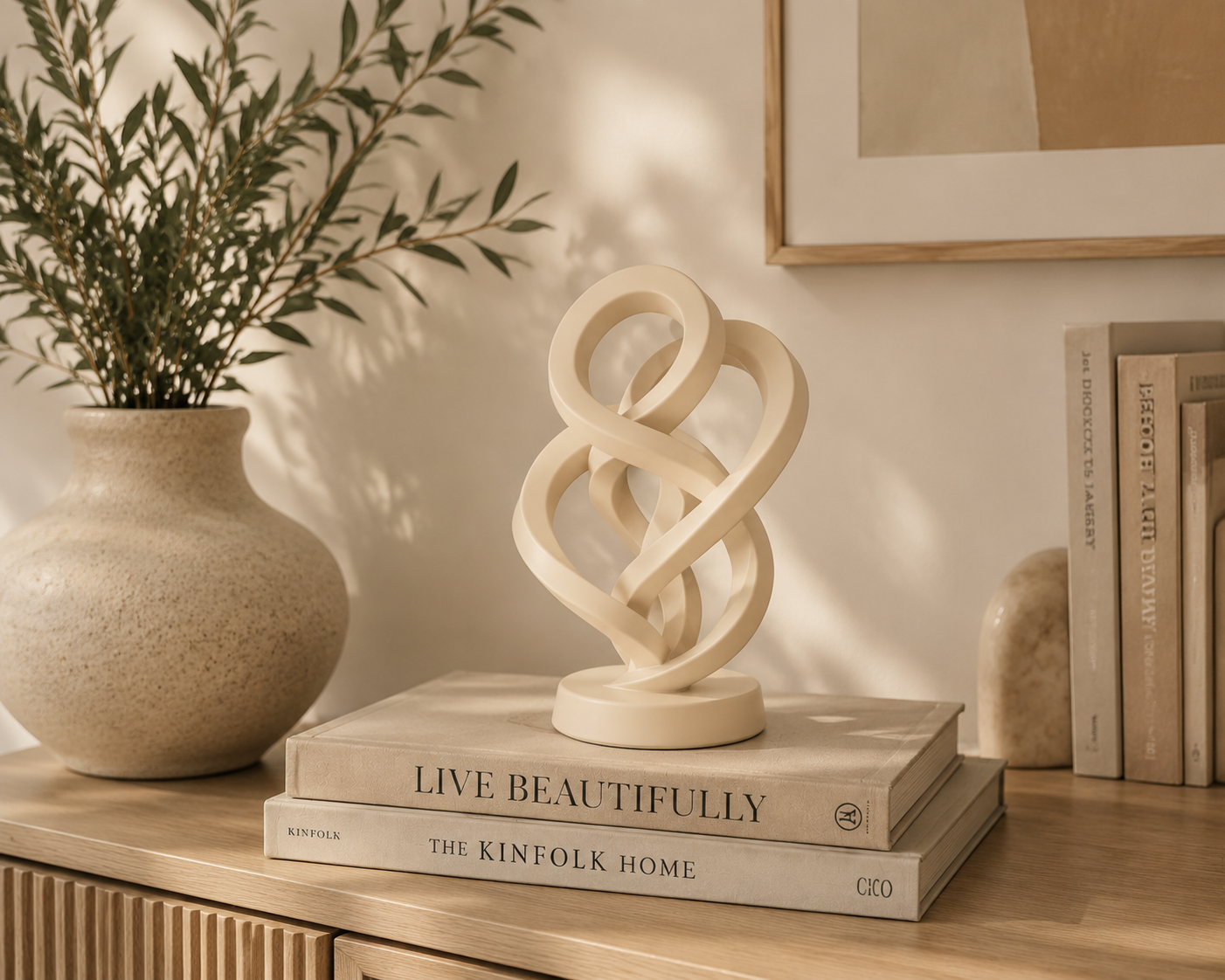 Escultura Elegante Prints Patro - Estilo Giro Infinito Beige-4