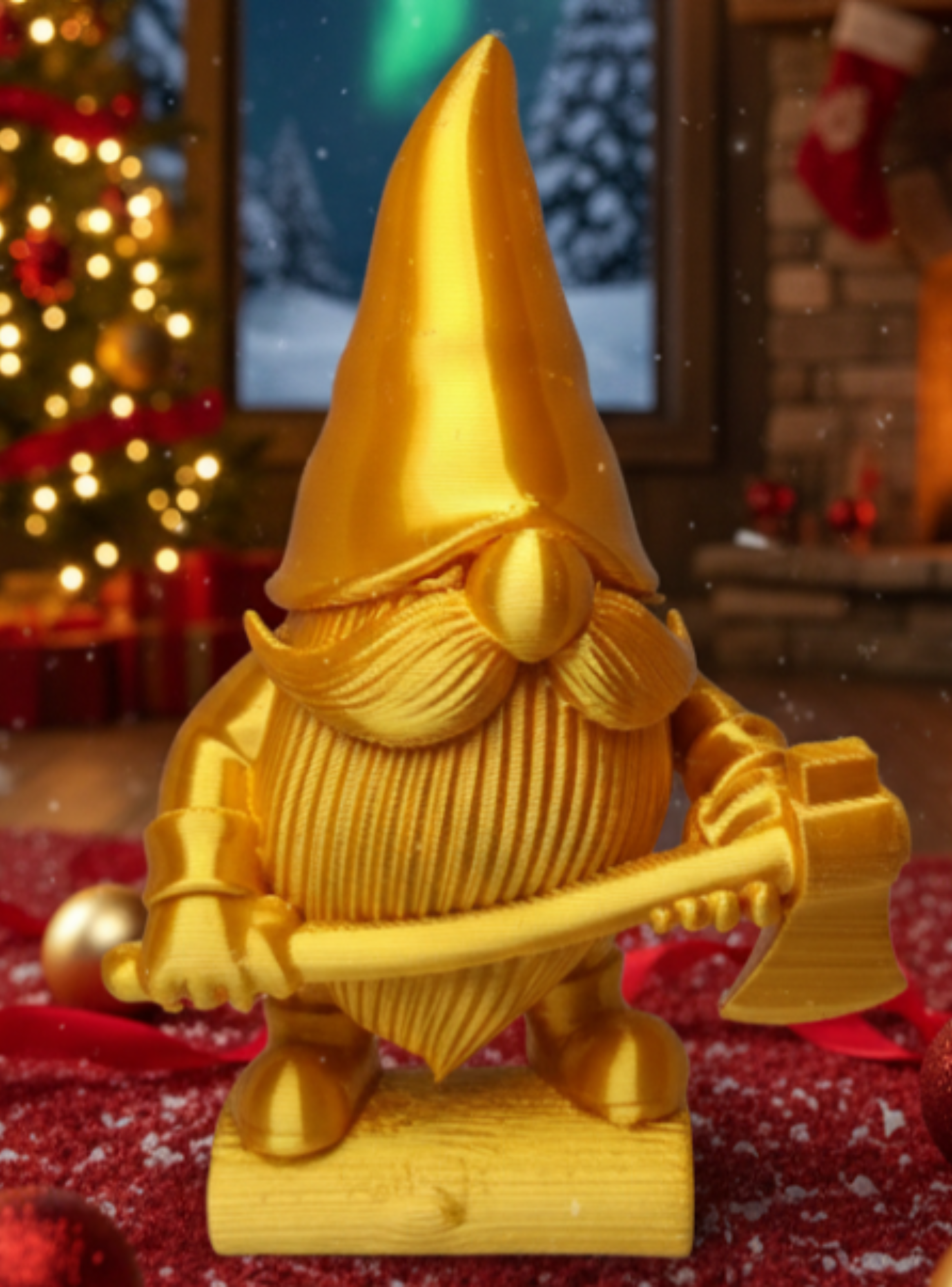 Figura decorativa de Gnomo Leñador de Invierno-1