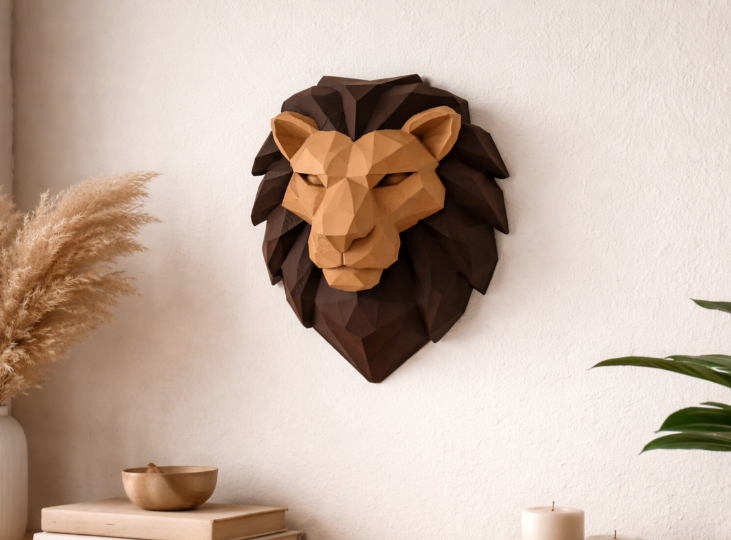 Escultura Decorativa de Pared Prints Patro- Cabeza de León-6