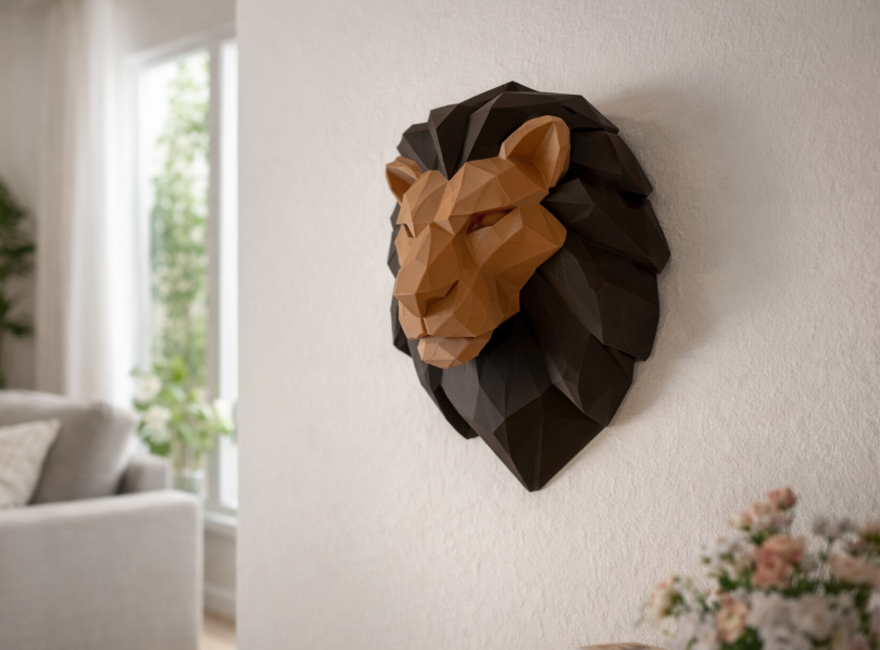 Escultura Decorativa de Pared Prints Patro- Cabeza de León-7