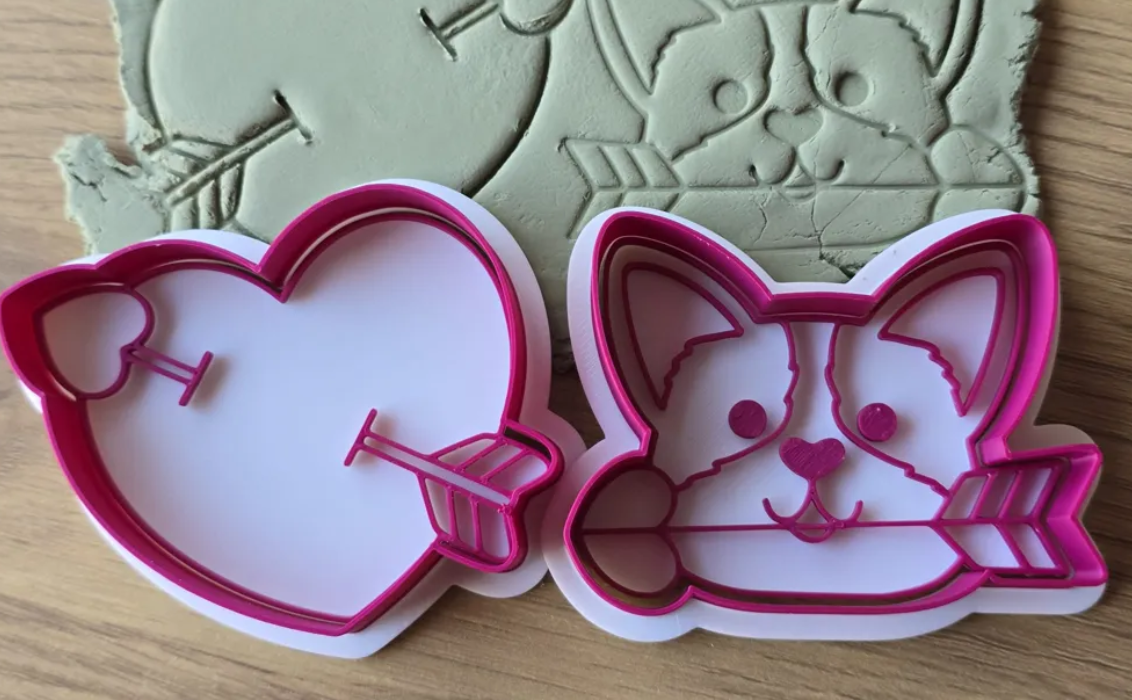 Cortadores y sello de galletas - Corgi y corazón-2