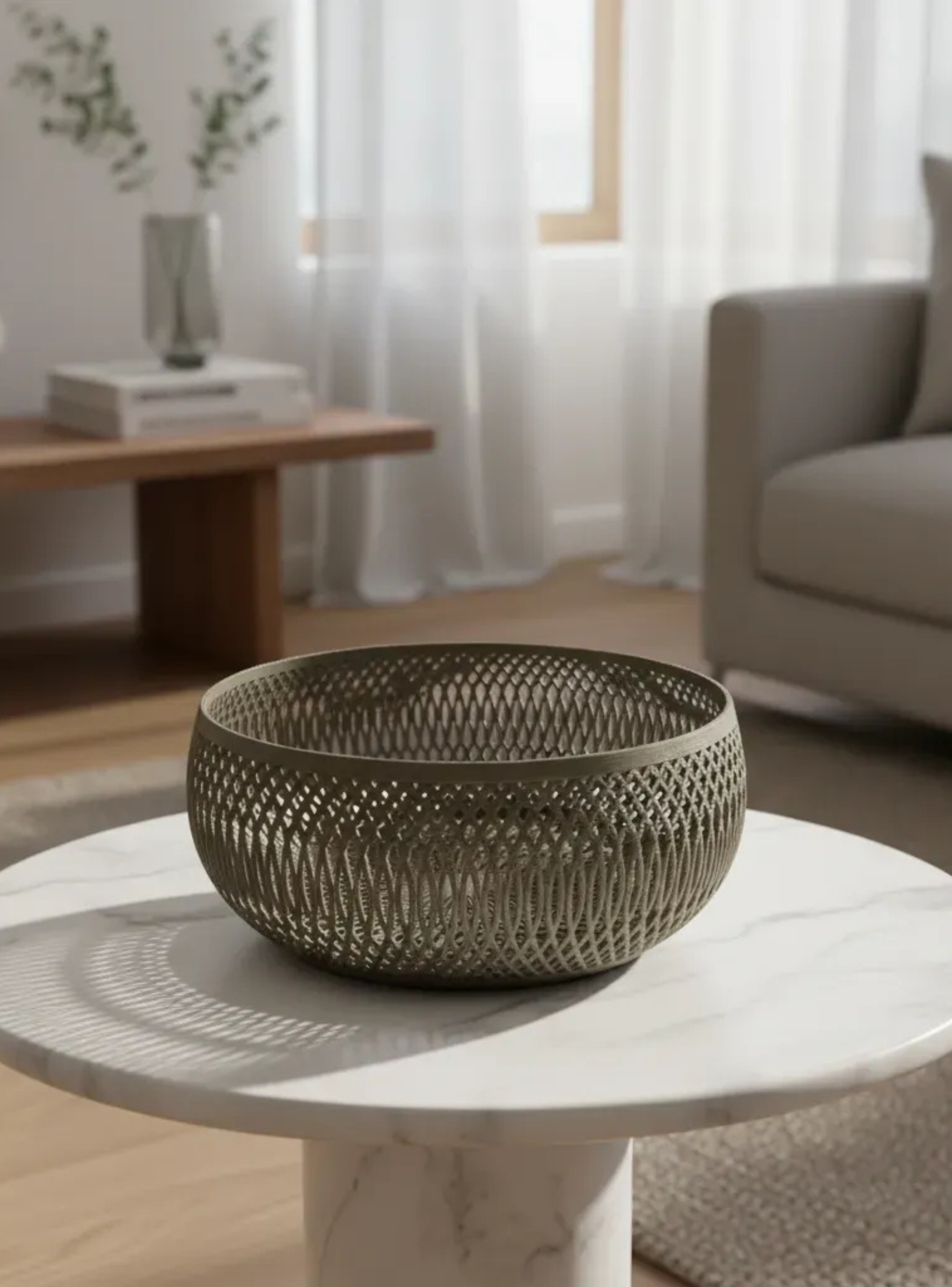 Decoración Elegante Prints Patro - Frutero Estilo Espiral Gris-2