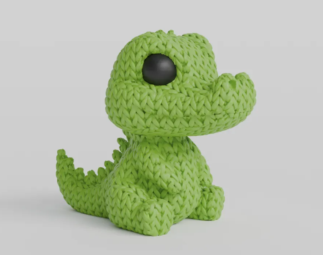 Mini Figura - Cocodrilo Estilo Tejido-1