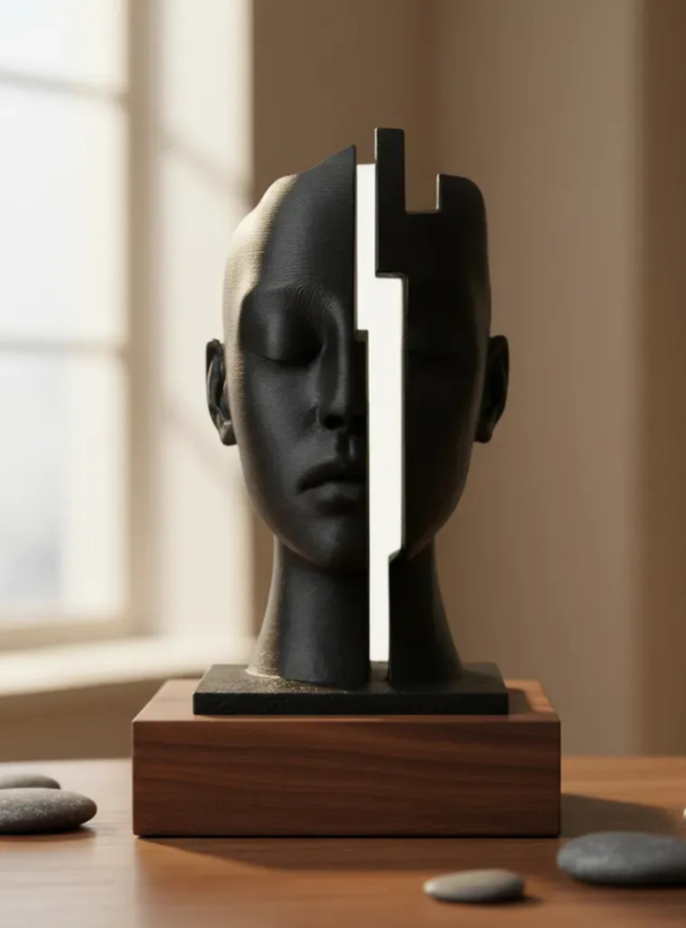 Escultura Elegante Prints Patro - Rostro con Brecha Mental-2