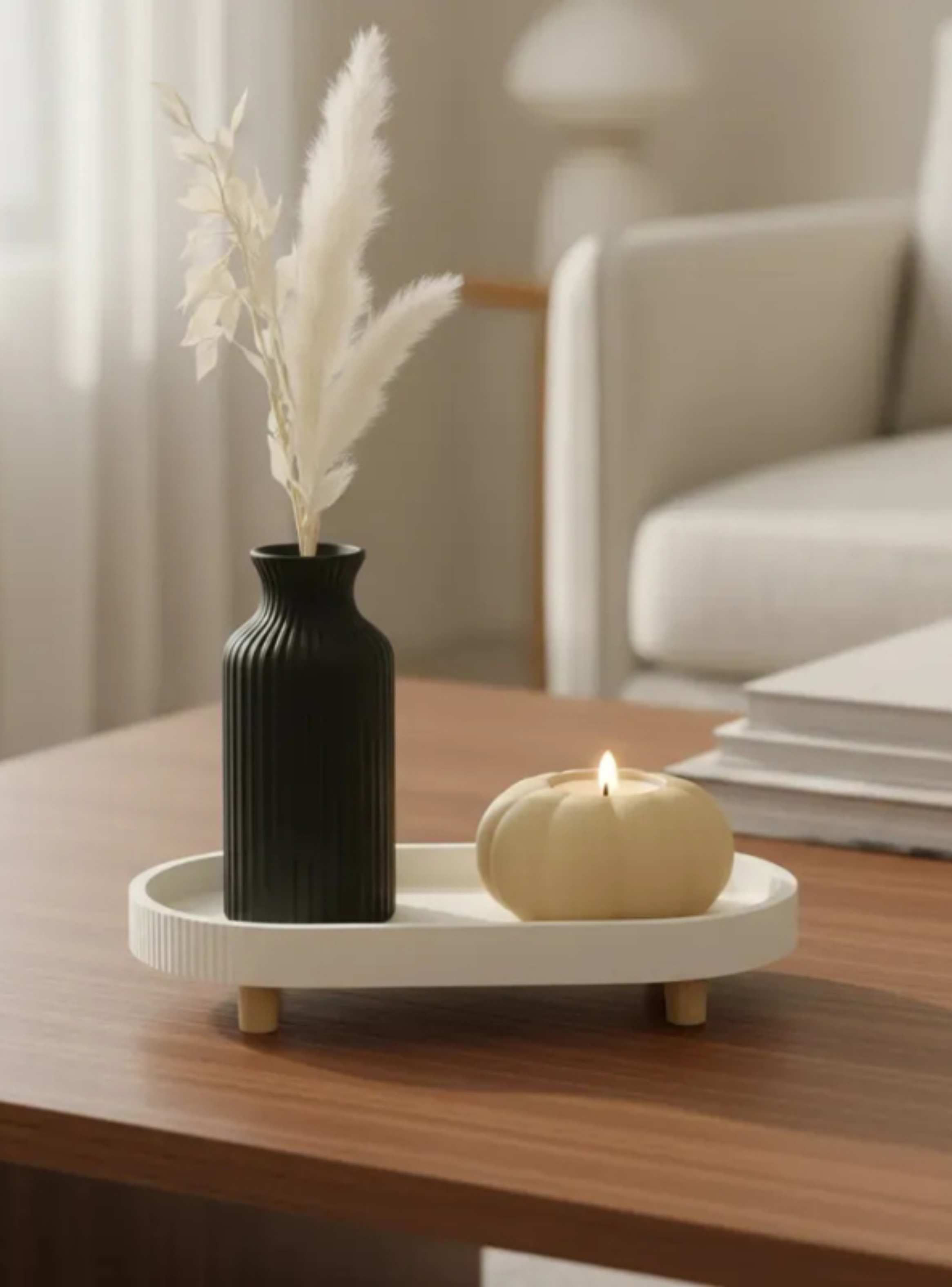 Decoración Elegante Prints Patro - Bandeja Decorativa con Jarrón-3