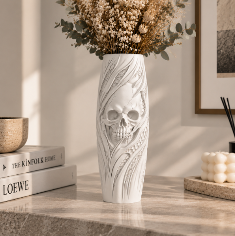 Jarrón de calavera para Halloween 20 cm para decorar-3