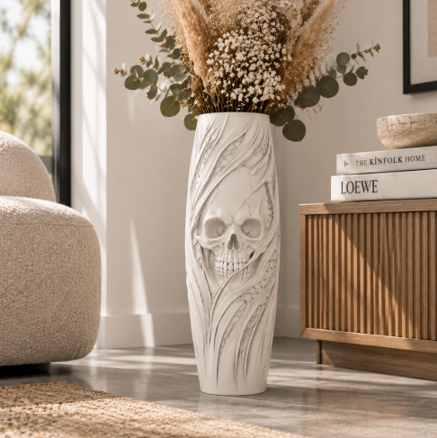 Jarrón de calavera para Halloween 20 cm para decorar-4