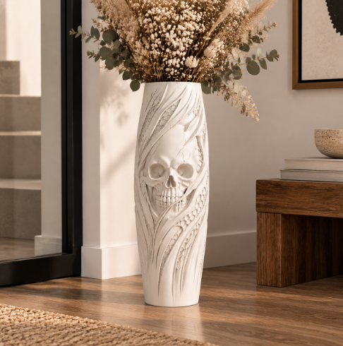 Jarrón de calavera para Halloween 20 cm para decorar-5