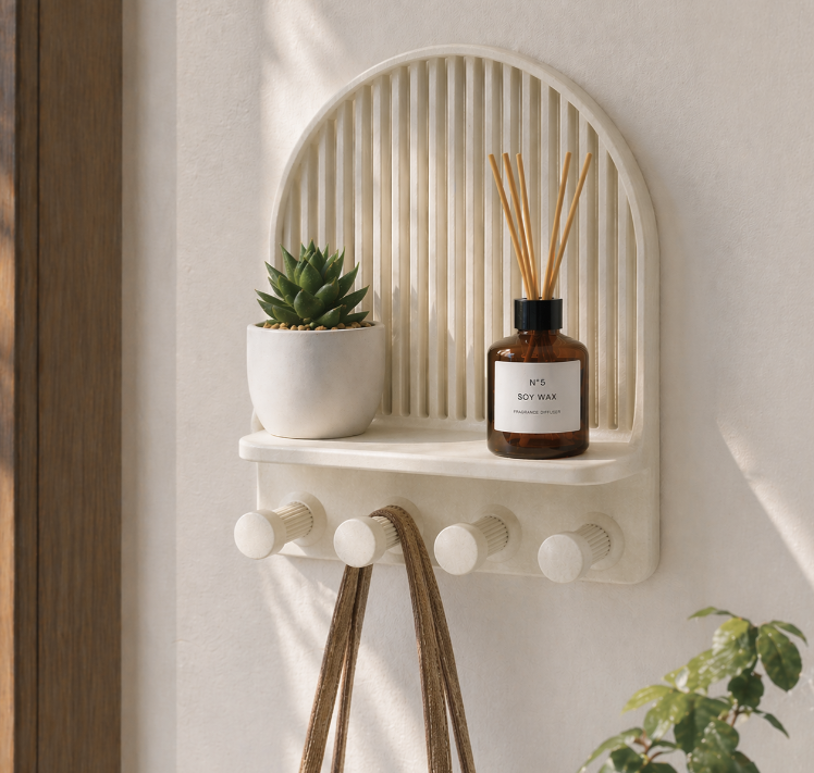 Figura decorativa Organizador con ganchos y estante-3