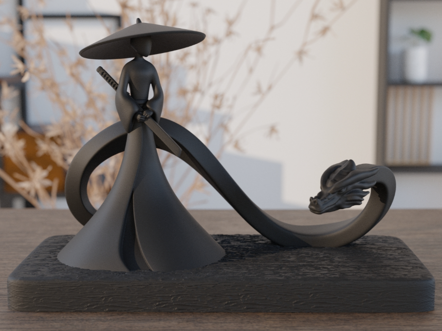 Escultura- Samurái Sombra de Dragón-2