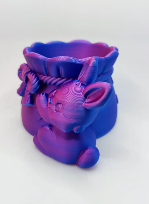 Macetero de conejo con lazo-2