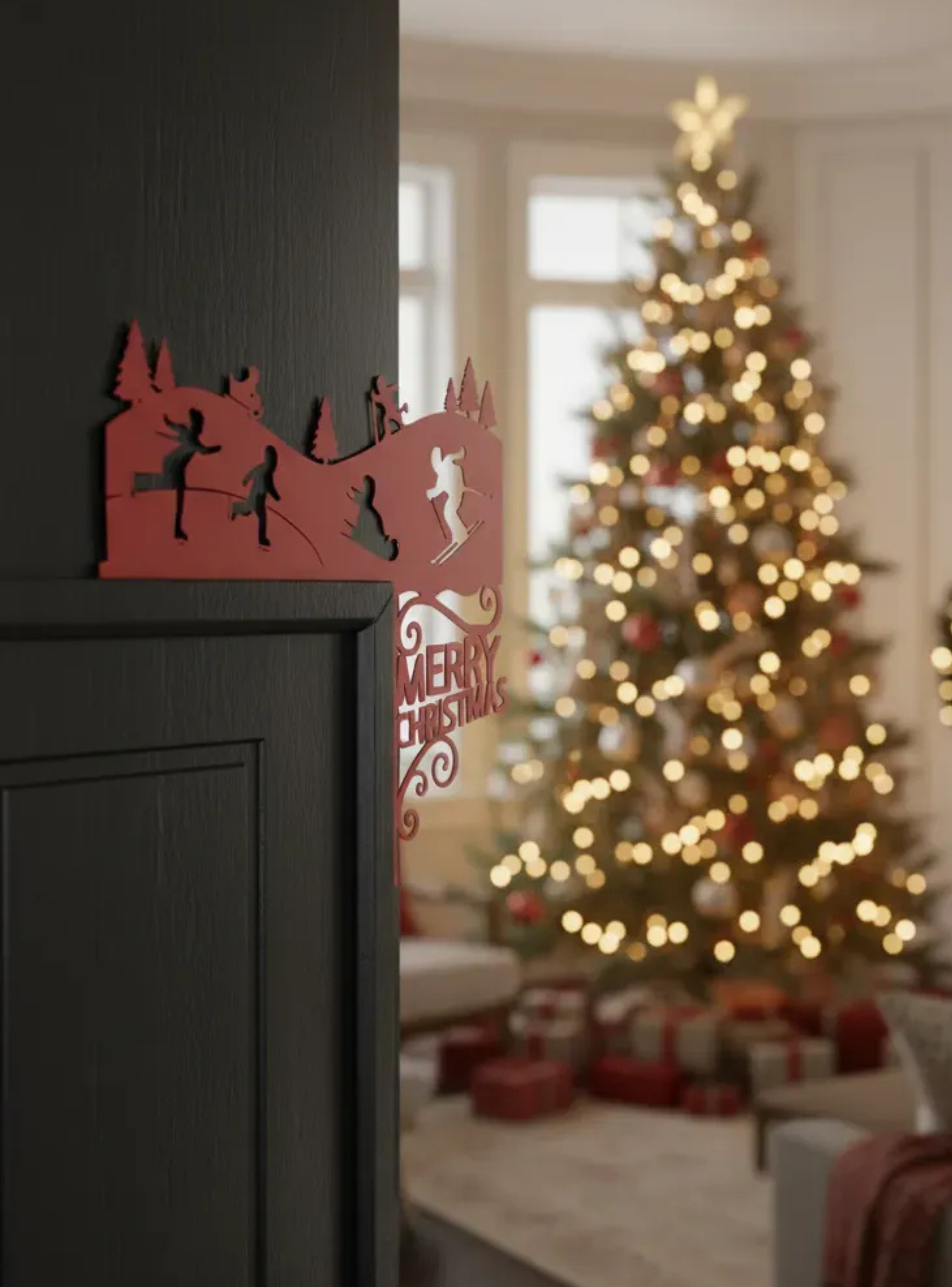 Decoración de Marco de Puerta Esquí navideño-0