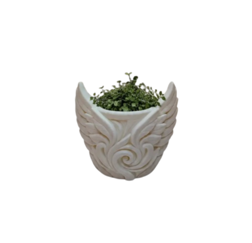 Macetero Decorativo Hogar- Forma Alas 9 cm Blancas-0