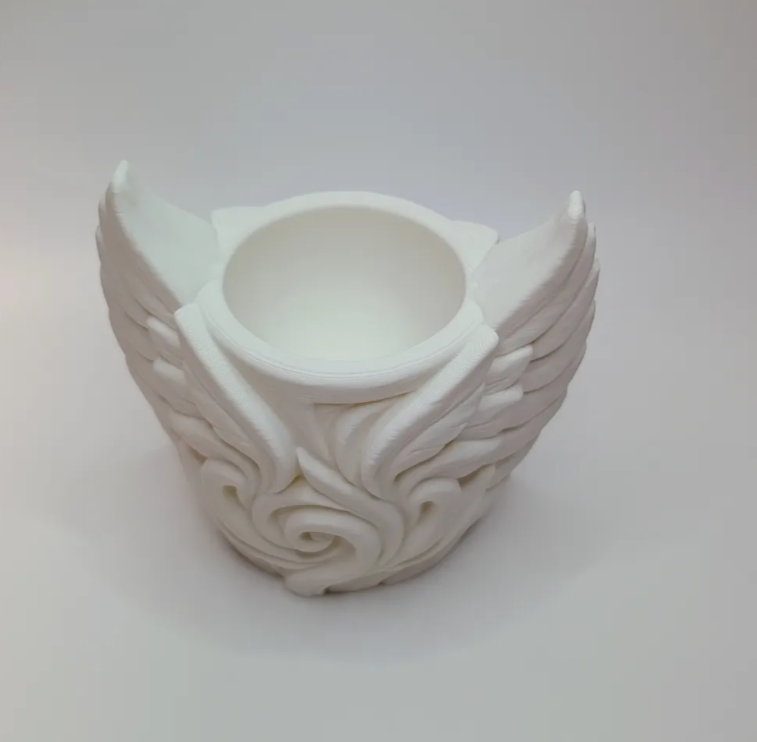 Macetero Decorativo Hogar- Forma Alas 9 cm Blancas-3