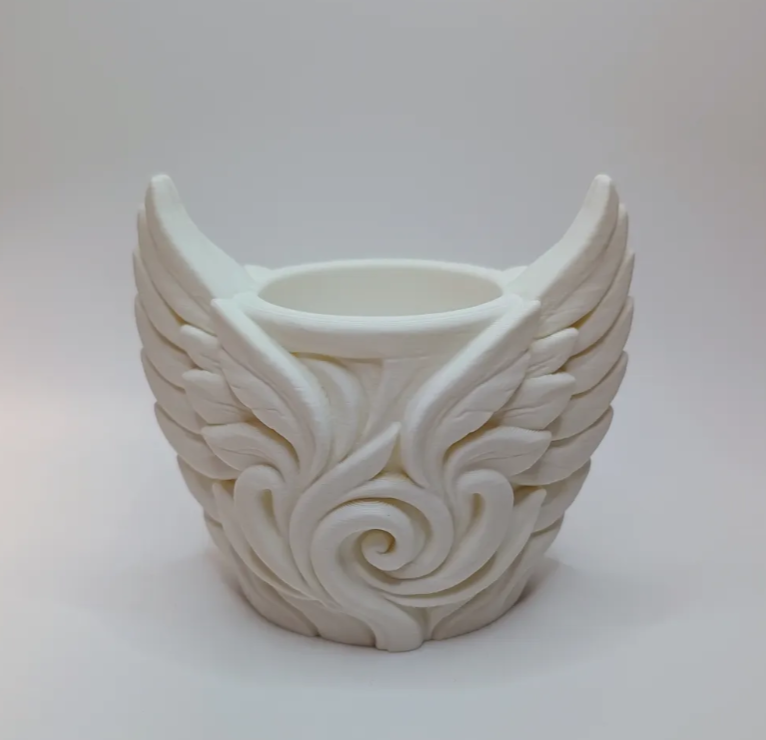 Macetero Decorativo Hogar- Forma Alas 9 cm Blancas-5