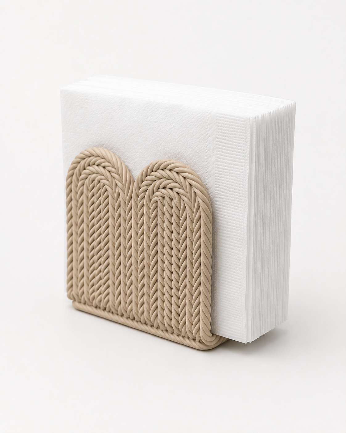 Servilletero Beige Moderno Efecto Tejido Decoración Mesa.-2