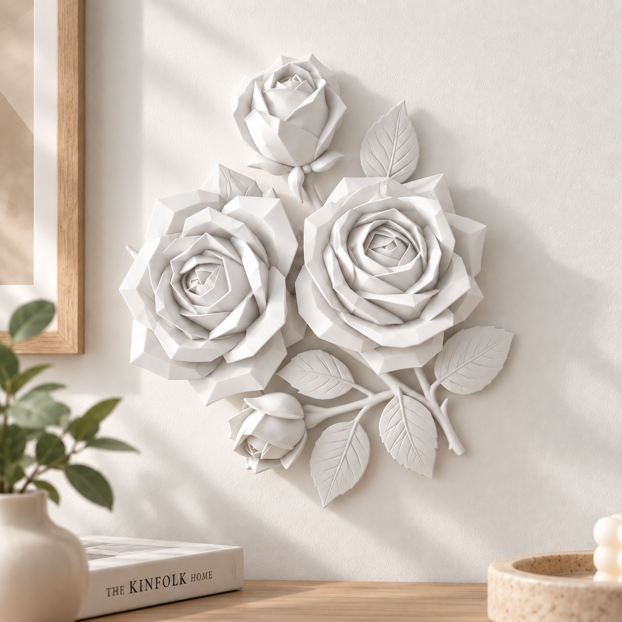 Decoración Elegante Prints Patro - Arte de Pared Ramo de Rosas Blanco-2