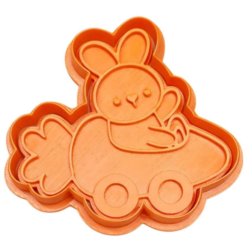 Cortador de galletas - Conejo en coche de zanahoria-2