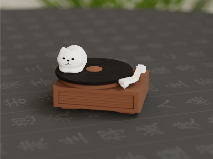 Gato sobre tocadiscos - Figura decorativa-0
