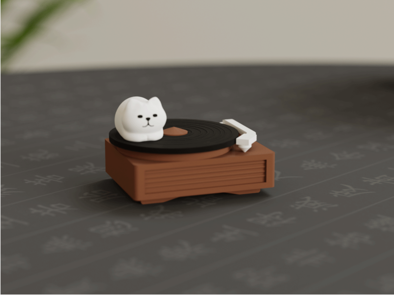 Gato sobre tocadiscos - Figura decorativa-1