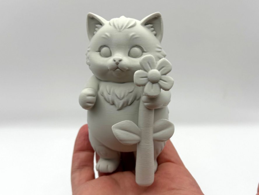 Escultura Decorativa- Gatito Flor-2