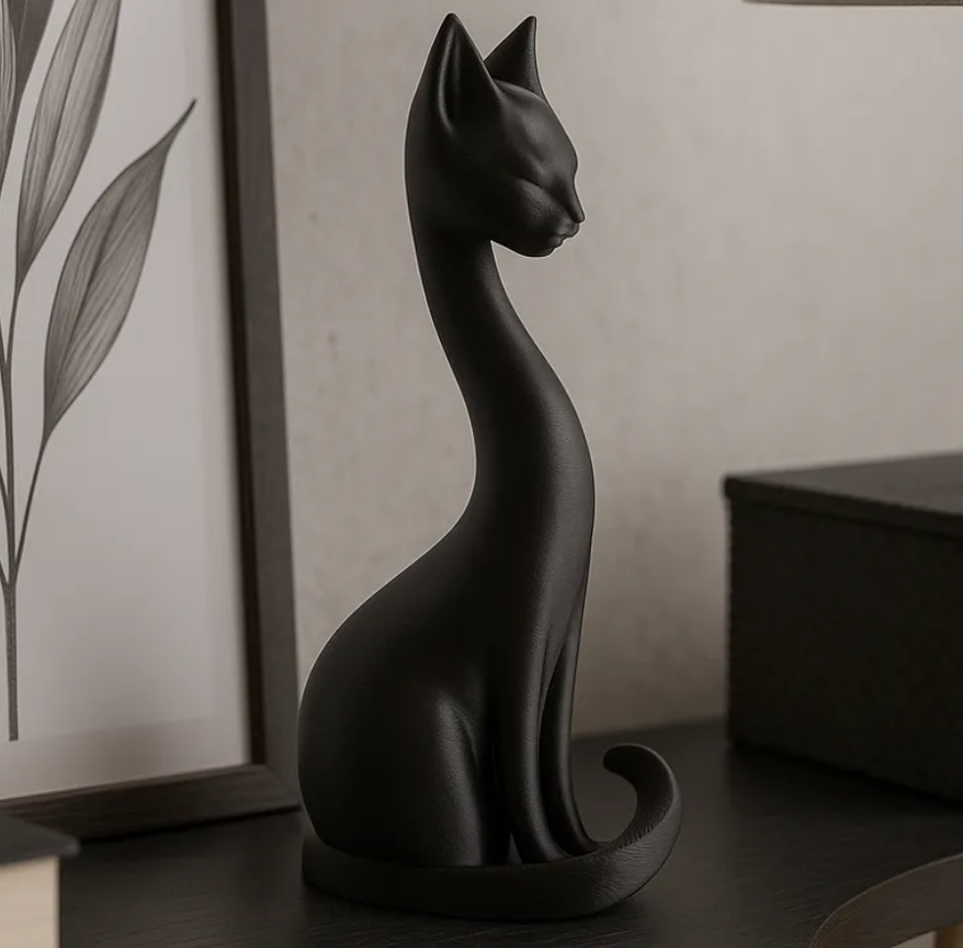 Escultura gato elegante cuello largo-2