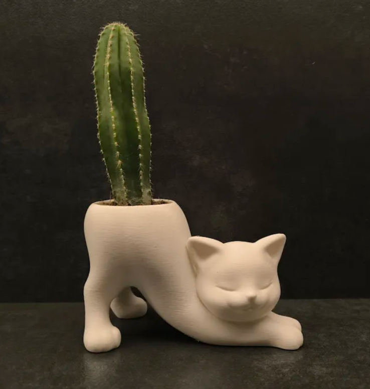  Macetero diseño Gato estirándose-2