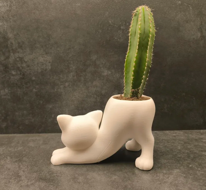  Macetero diseño Gato estirándose-3