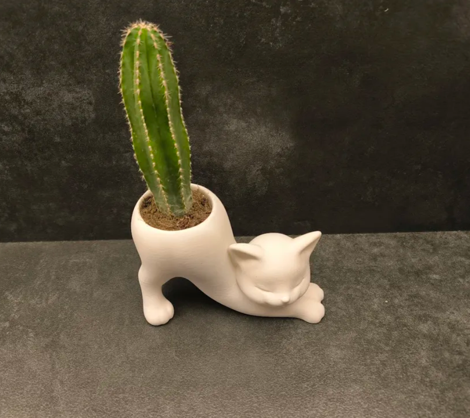  Macetero diseño Gato estirándose-4